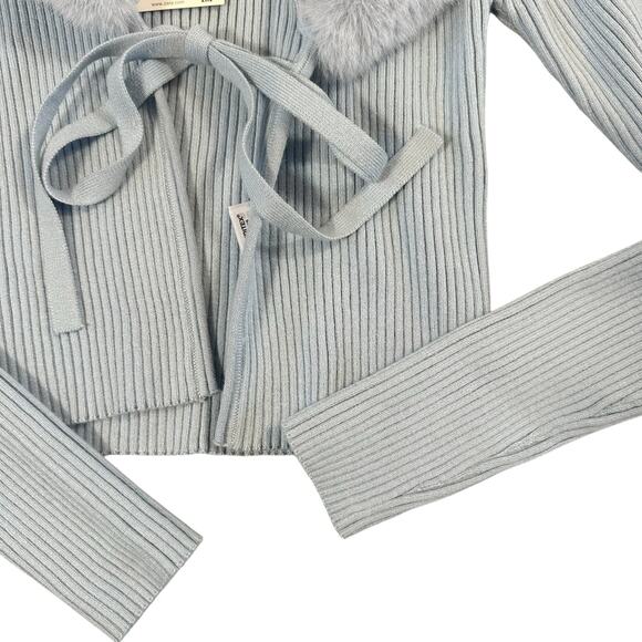 Zara Women's Faux Fur Trim Detachable Collar Knit Cardigan Size M - Picture 4 of 6
